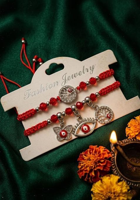 Red Evil Eye Rakhi Set Of 2