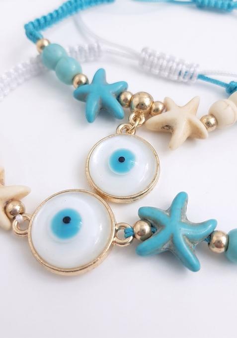 White Evil Eye Rakhi Set Of 2