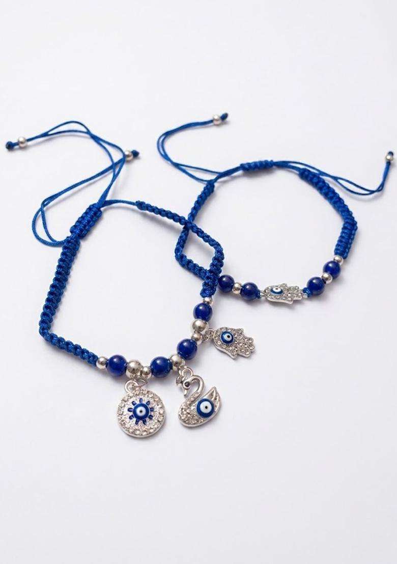 Blue Thread Rakhi Set Of 2 - Indya