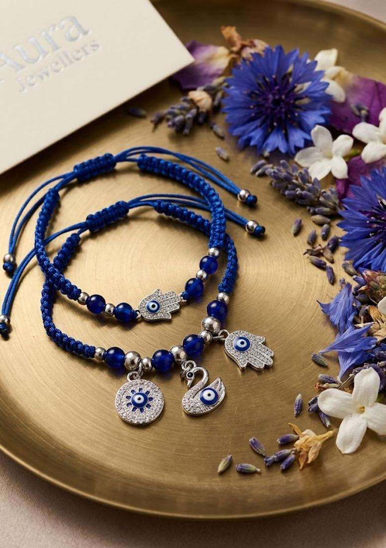 Blue Thread Rakhi Set Of 2 - Indya