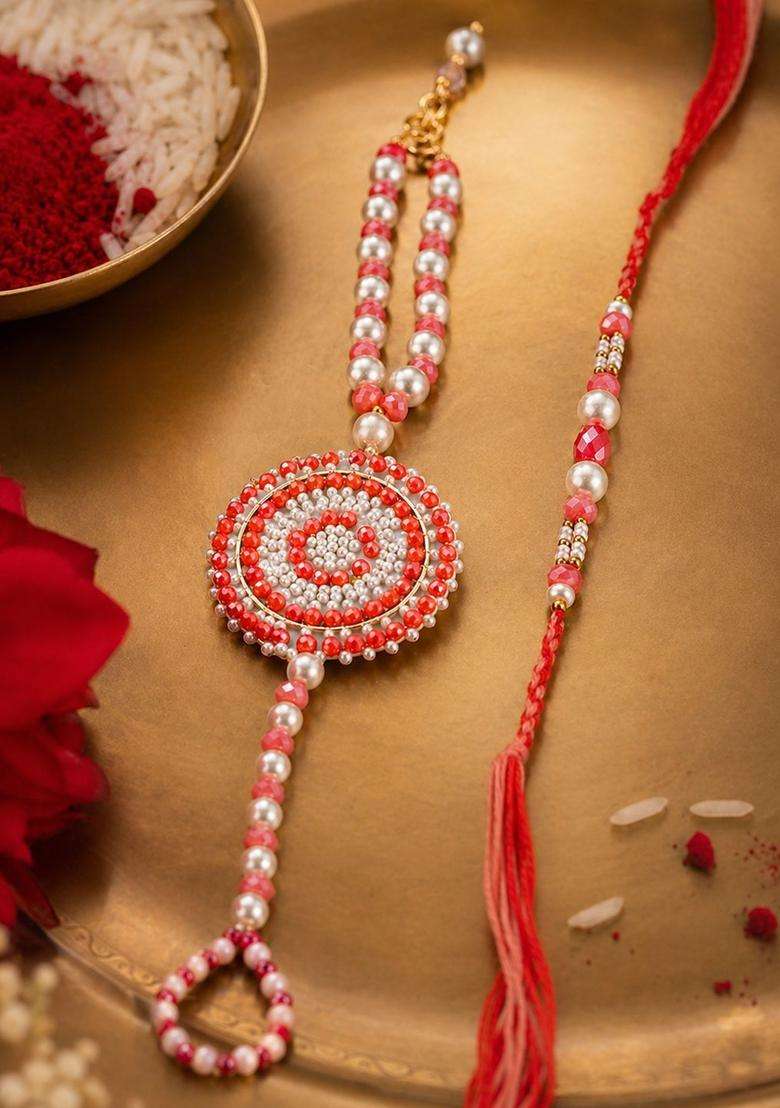 Peach Lumba Rakhi Set Of 2 - Indya
