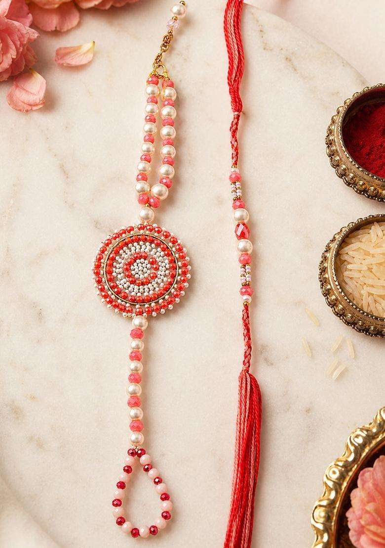 Peach Lumba Rakhi Set Of 2 - Indya
