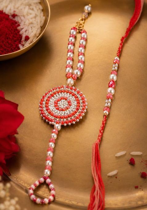 Peach Lumba Rakhi Set Of 2