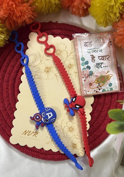 Blue Elasticated Rakhi Set Of 2