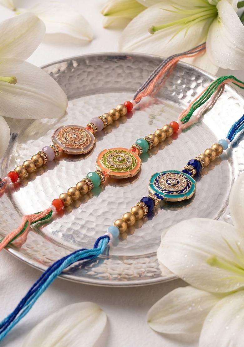 Multicolor Thread Rakhi Set Of 3 - Indya