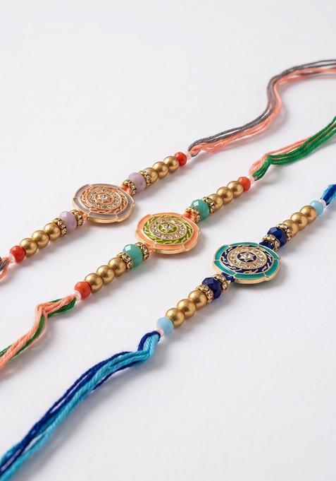 Multicolor Thread Rakhi Set Of 3