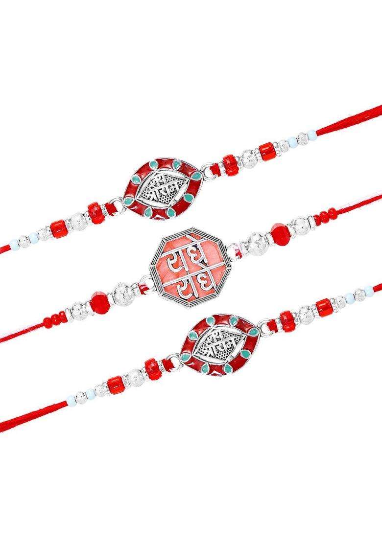 Red Thread Rakhi Set Of 3 - Indya