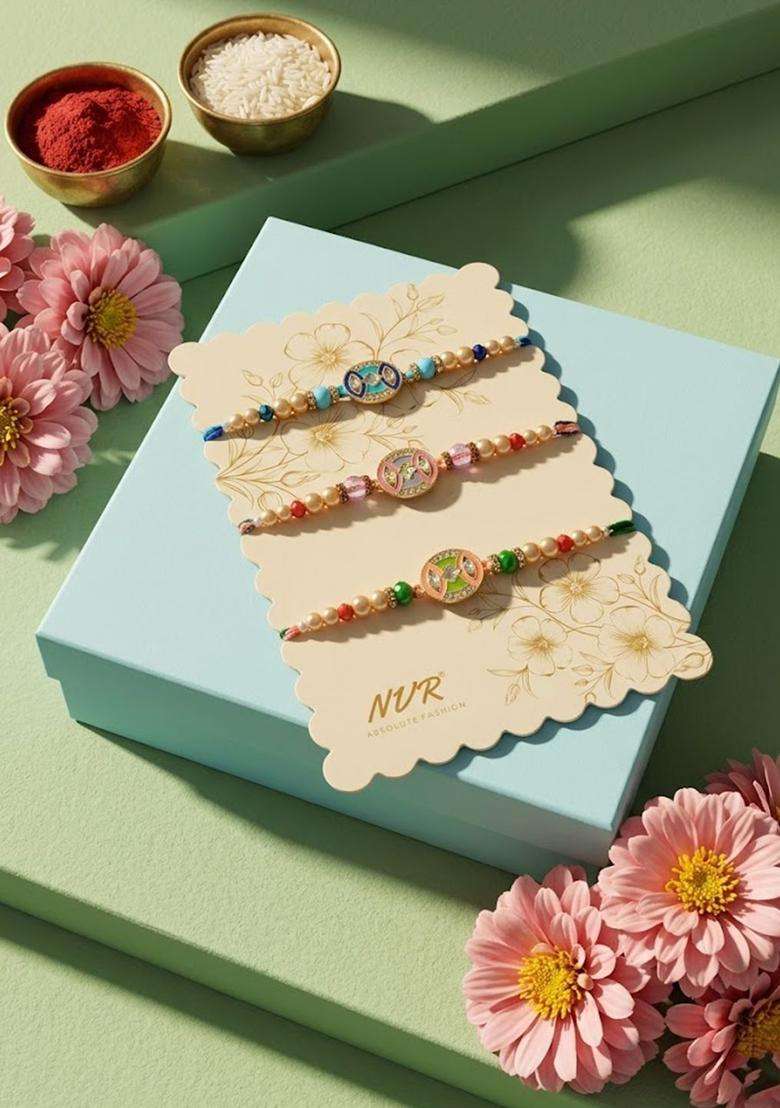 Multicolor Thread Rakhi Set Of 3 - Indya