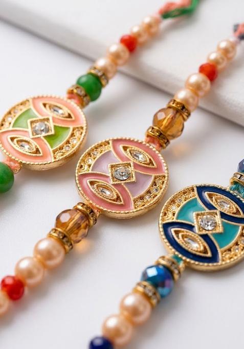 Multicolor Thread Rakhi Set Of 3