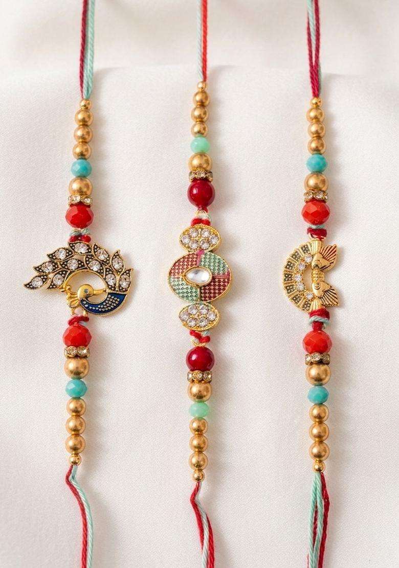 Multicolor Thread Rakhi Set Of 3 - Indya