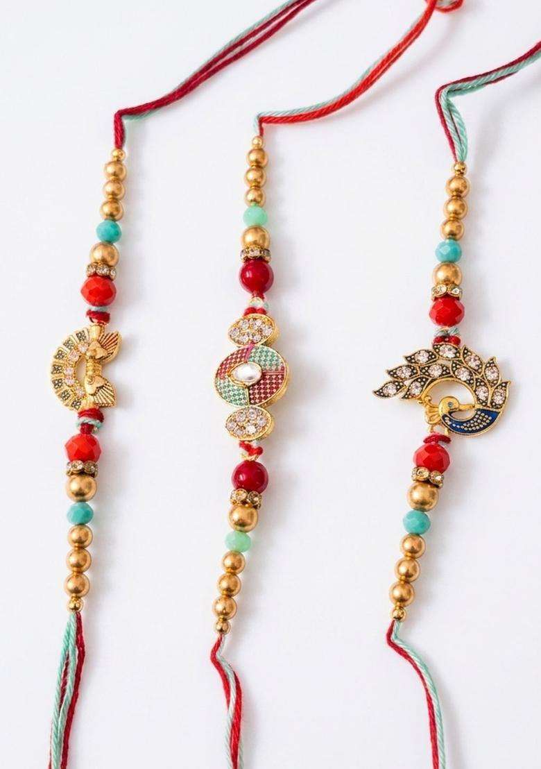 Multicolor Thread Rakhi Set Of 3 - Indya
