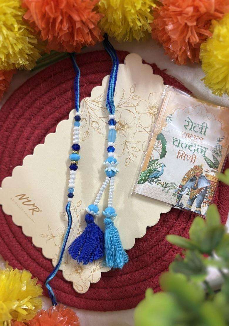 Blue Thread Rakhi Set Of 2 - Indya