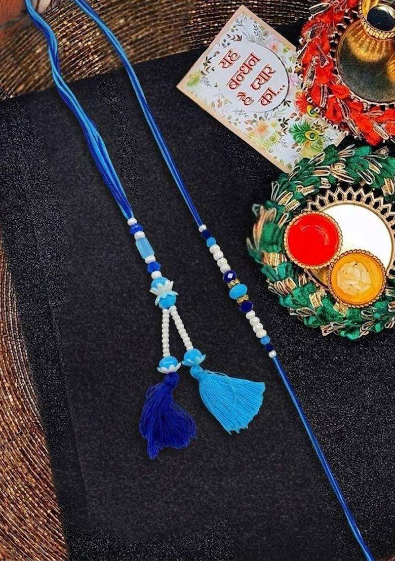 Blue Thread Rakhi Set Of 2 - Indya