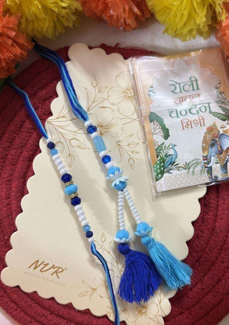 Blue Thread Rakhi Set Of 2 - Indya