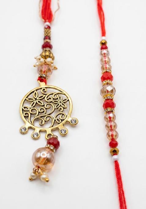 Red Lumba Rakhi Set Of 2