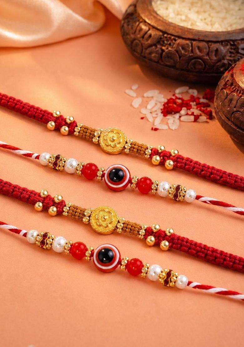 Red Thread Rakhi Set Of 4 - Indya
