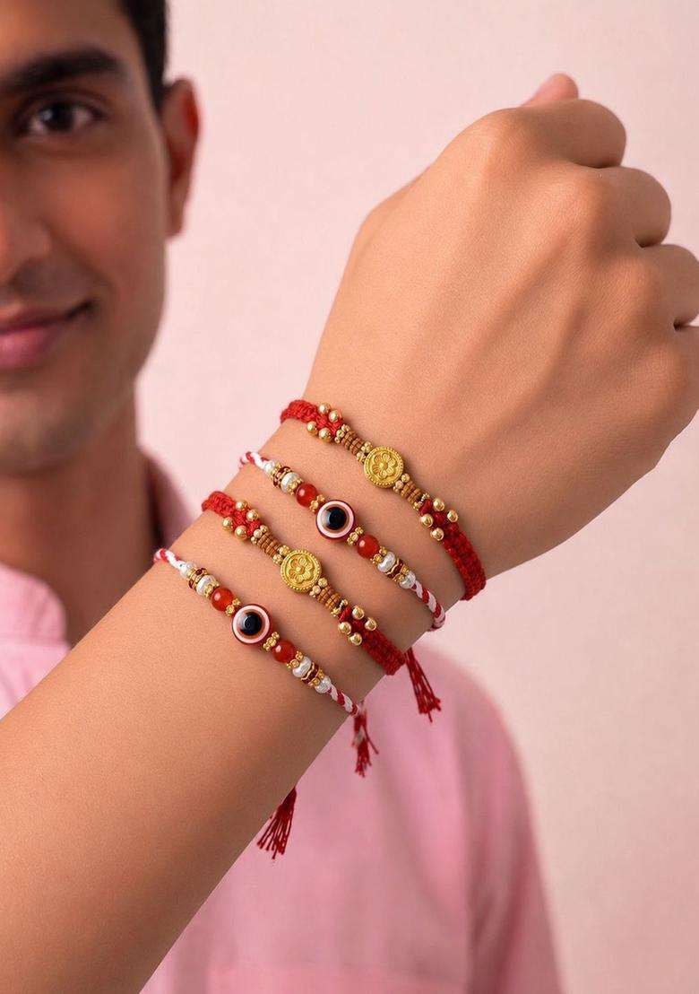 Red Thread Rakhi Set Of 4 - Indya