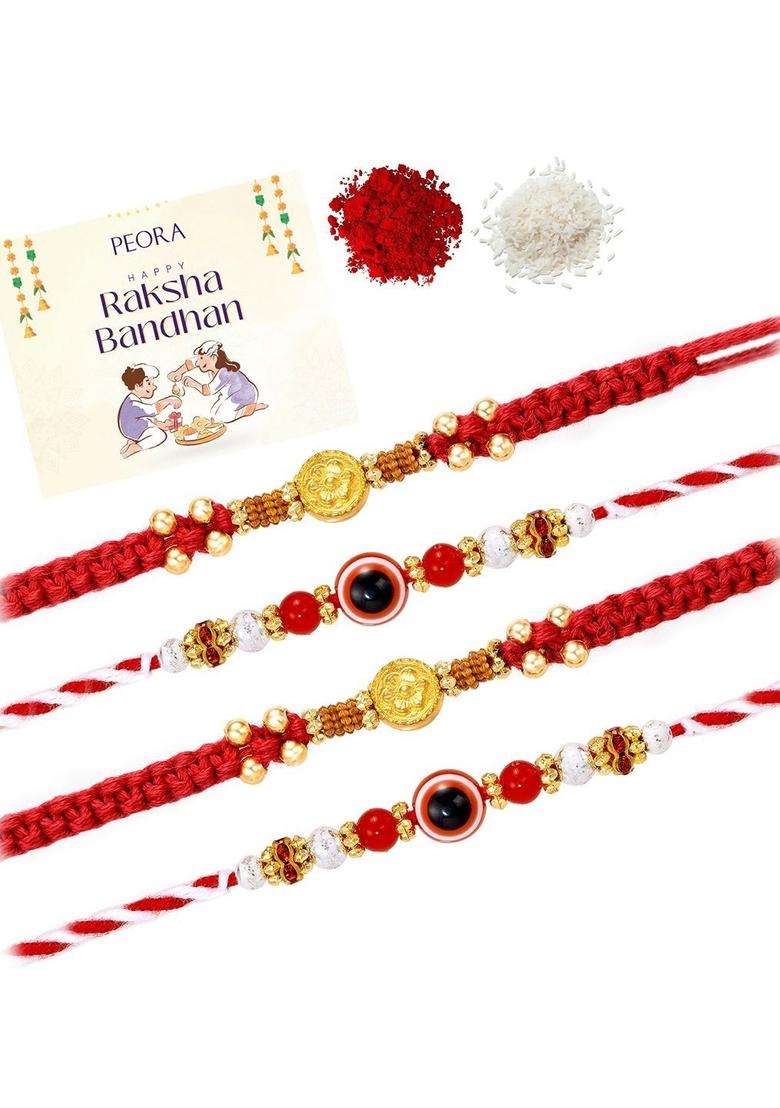 Red Thread Rakhi Set Of 4 - Indya