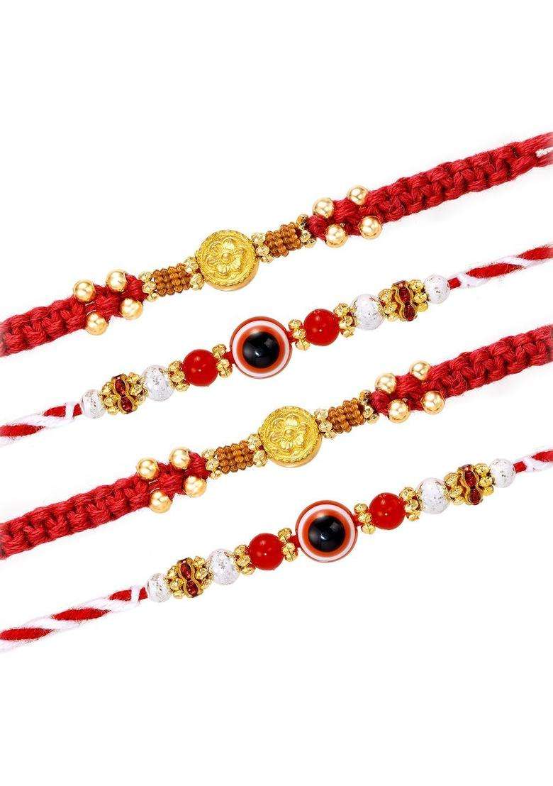 Red Thread Rakhi Set Of 4 - Indya