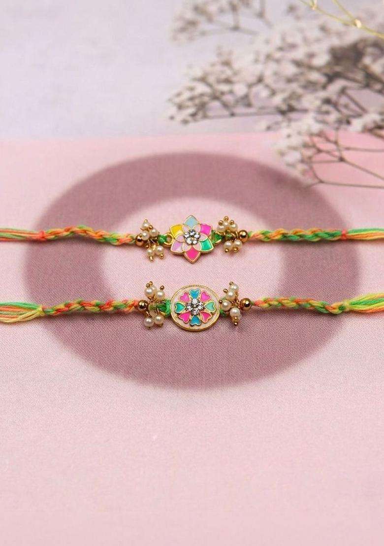 Multicolor Thread Rakhi Set Of 2 - Indya
