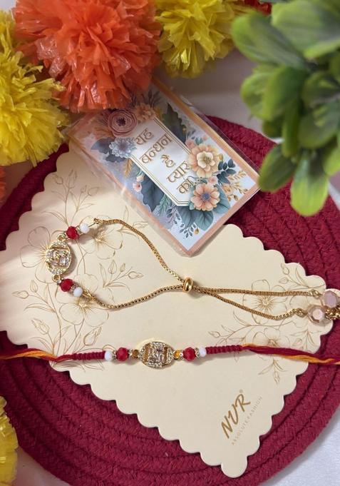 Golden Bhaiya Bhabhi Rakhi Set Of 2