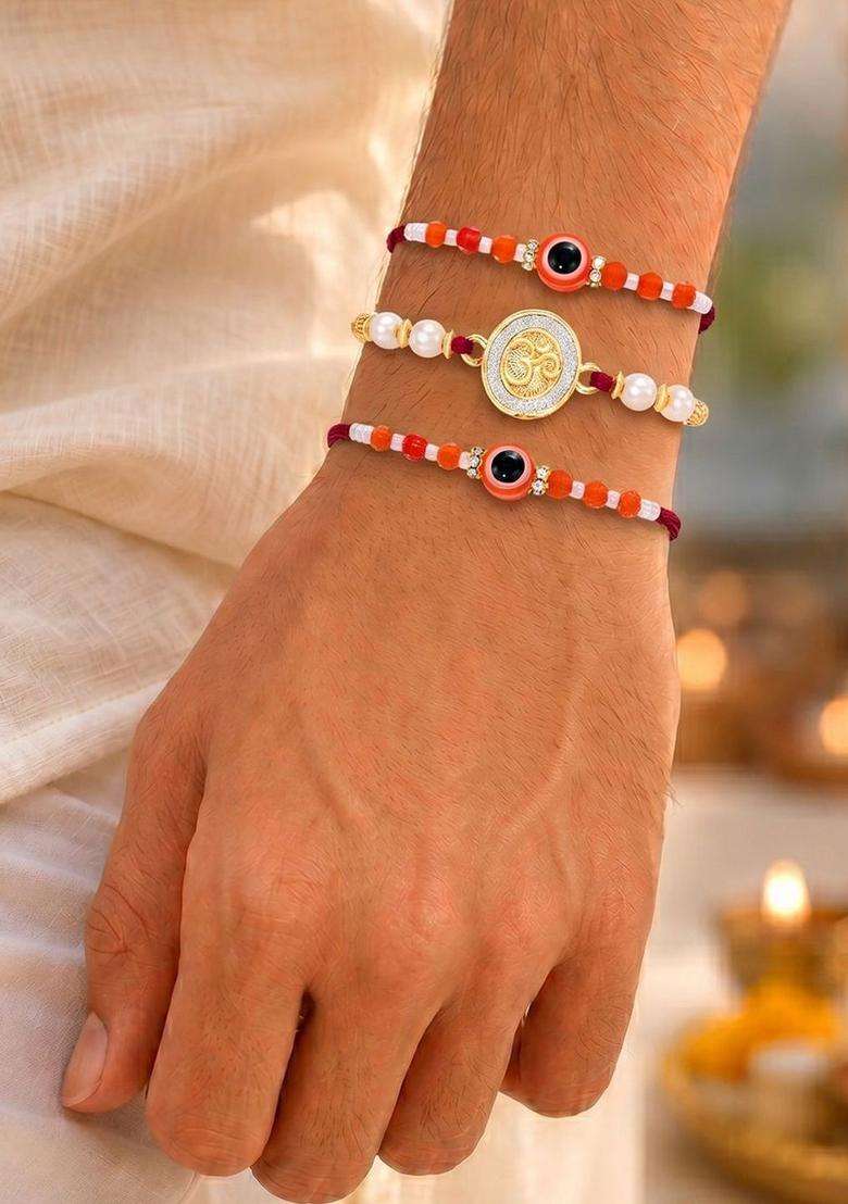 Red Thread Rakhi Set Of 3 - Indya