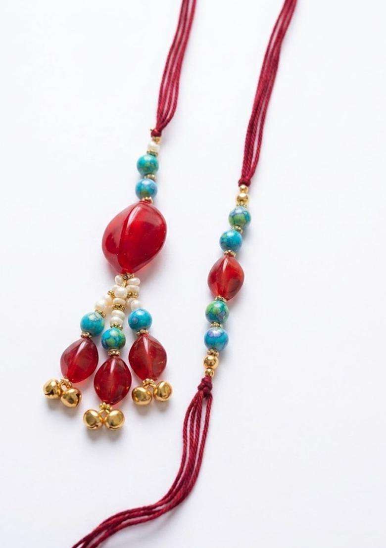 Red Lumba Rakhi Set Of 2 - Indya