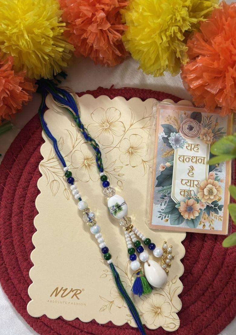 Green Bhaiya Bhabhi Rakhi Set Of 2 - Indya