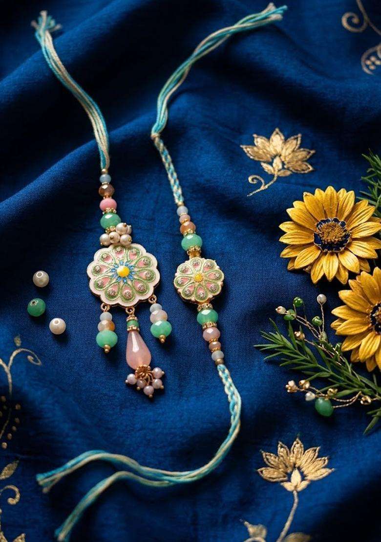Multicolor Bhaiya Bhabhi Rakhi Set Of 2 - Indya