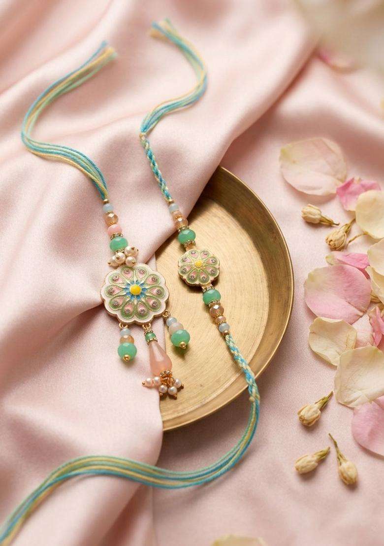 Multicolor Bhaiya Bhabhi Rakhi Set Of 2 - Indya