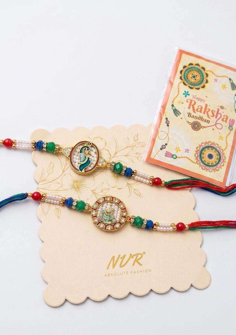 Multicolor Bhaiya Bhabhi Rakhi Set Of 2 - Indya