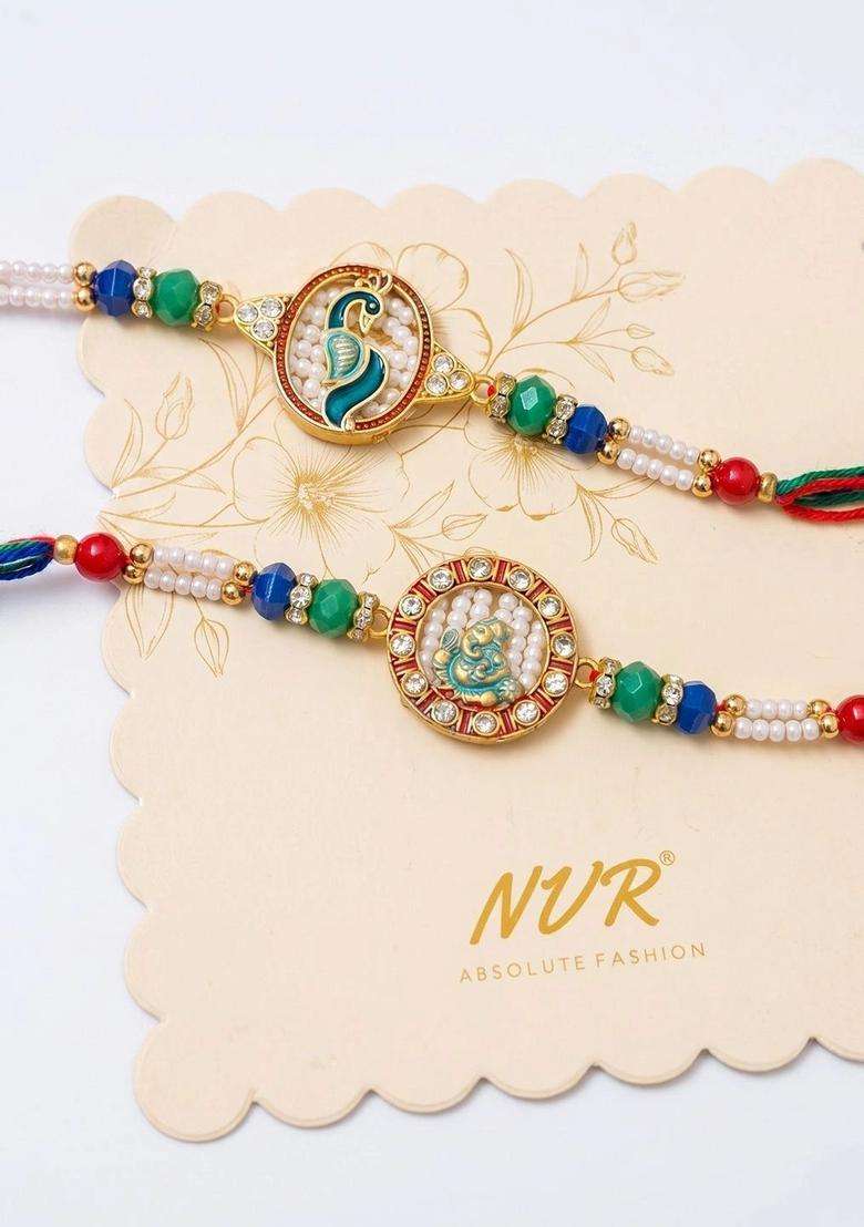Multicolor Bhaiya Bhabhi Rakhi Set Of 2 - Indya