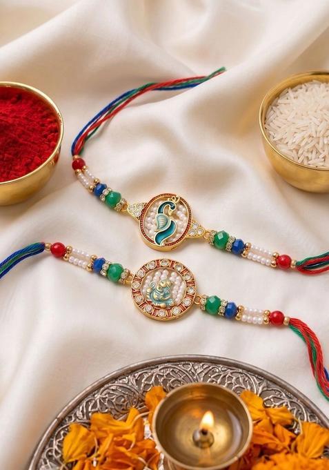 Multicolor Bhaiya Bhabhi Rakhi Set Of 2