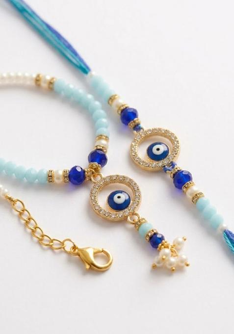 Blue Evil Eye Rakhi Set Of 2