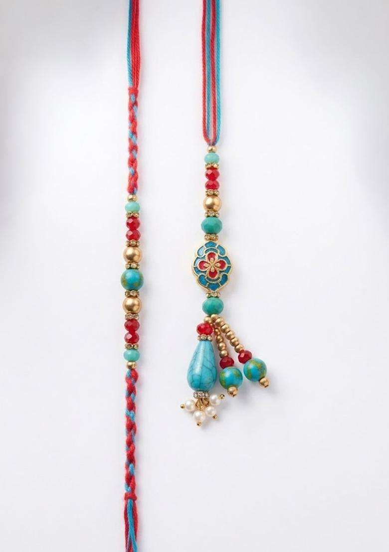 Multicolor Bhaiya Bhabhi Rakhi Set Of 2 - Indya