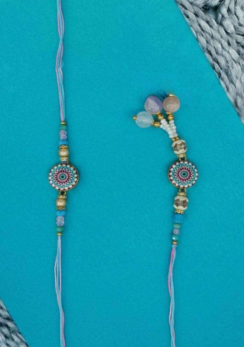 Blue Thread Rakhi Set Of 2 - Indya