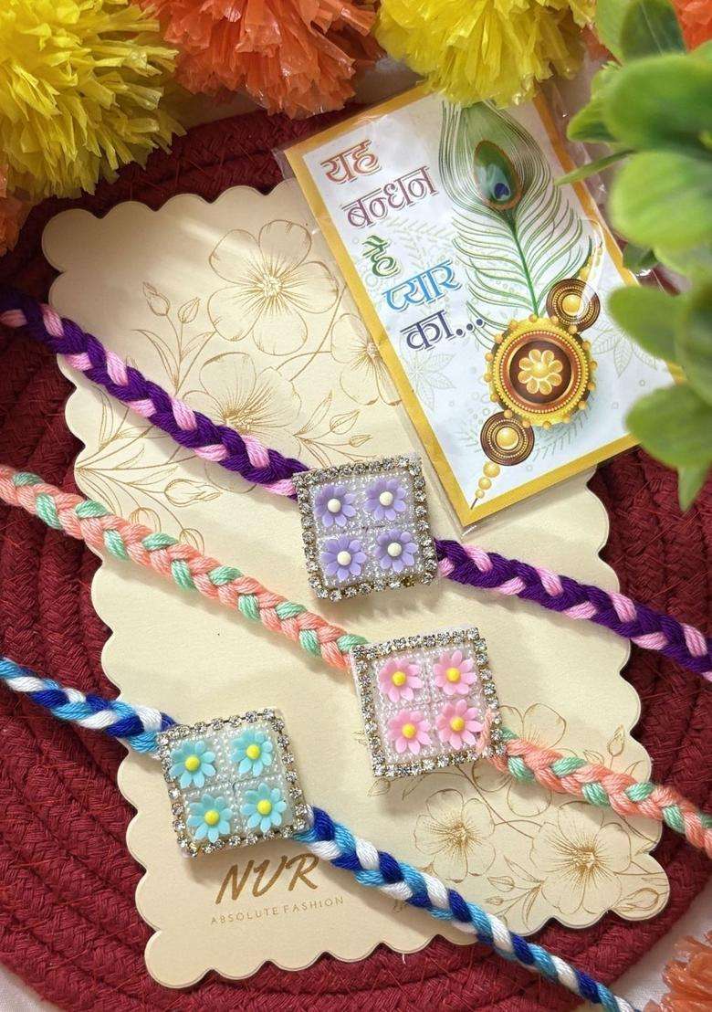 Multicolor Thread Rakhi Set Of 3 - Indya