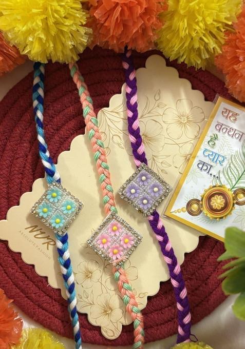 Multicolor Thread Rakhi Set Of 3