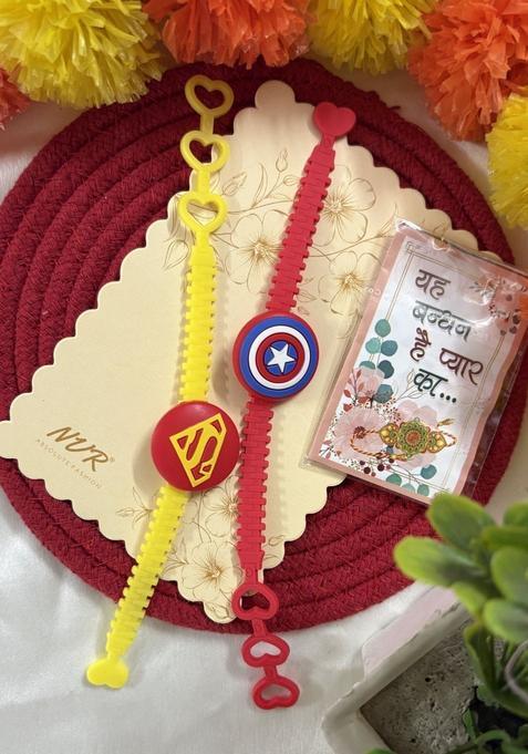 Red Elasticated Rakhi Set Of 2