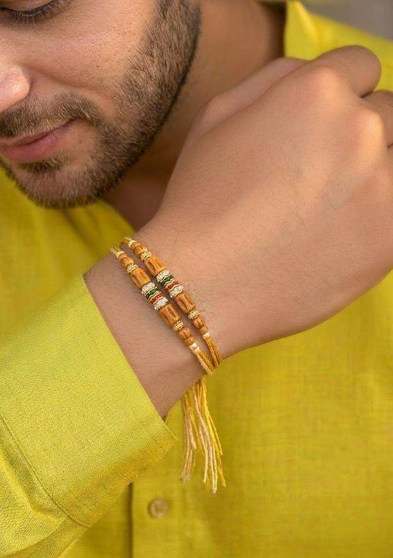 Brown Thread Rakhi Set Of 2 - Indya