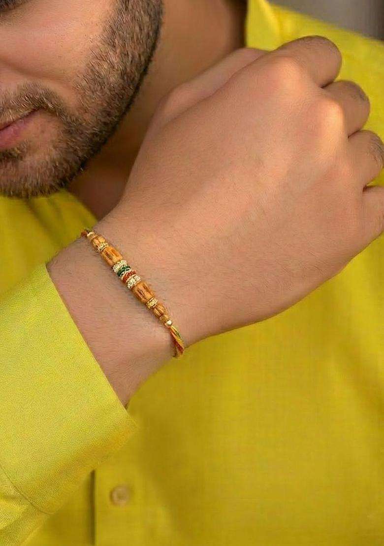 Brown Thread Rakhi Set Of 2 - Indya