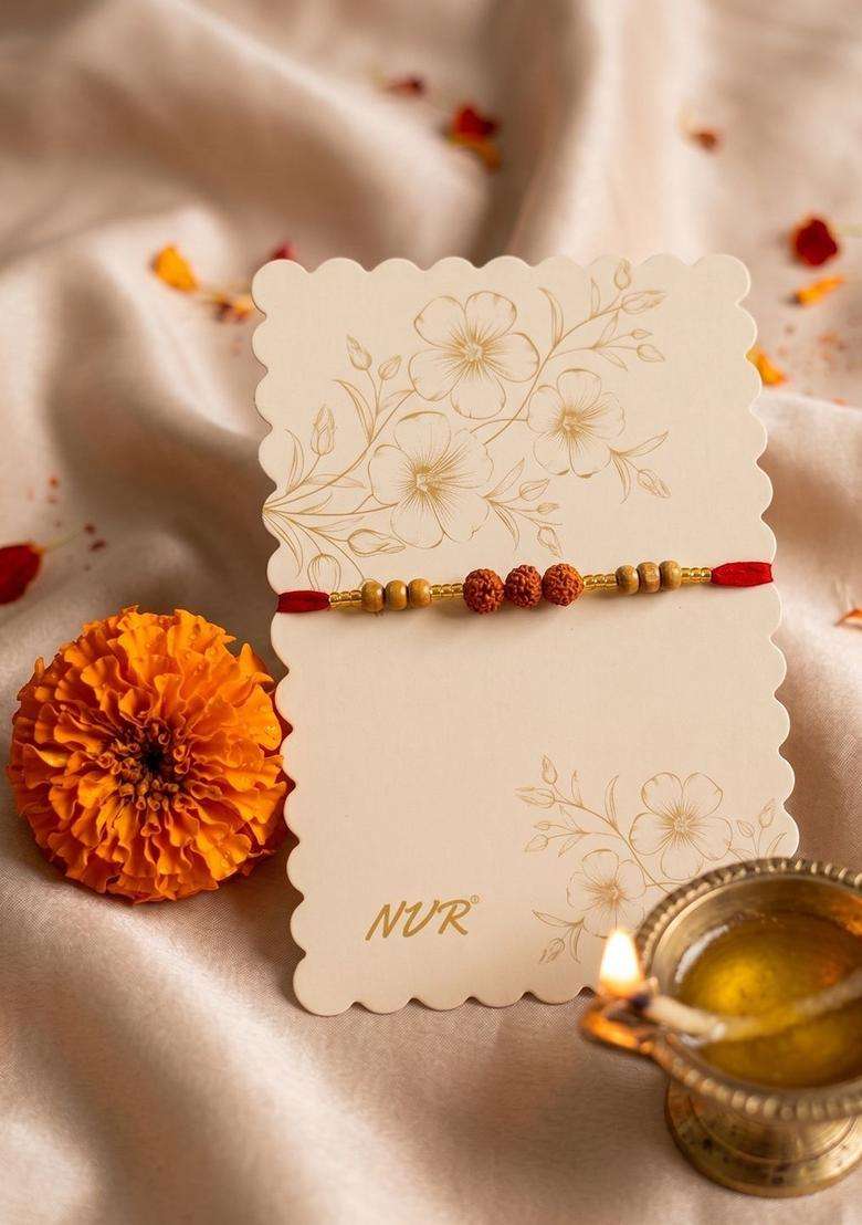 Multicolor Rudraksha Rakhi Set Of 1 - Indya