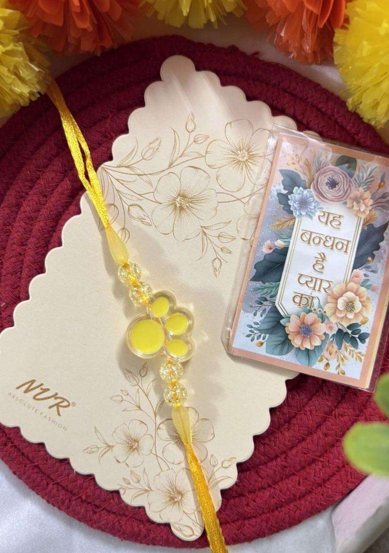 White Thread Rakhi Set Of 1 - Indya