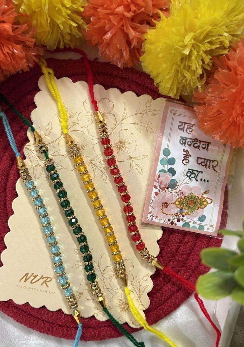 Multicolor Thread Rakhi Set Of 4 - Indya
