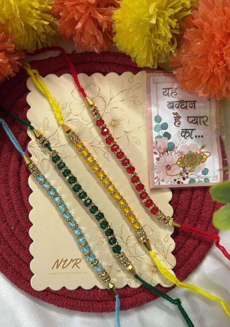 Multicolor Thread Rakhi Set Of 4 - Indya