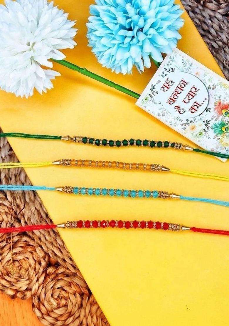 Multicolor Thread Rakhi Set Of 4 - Indya
