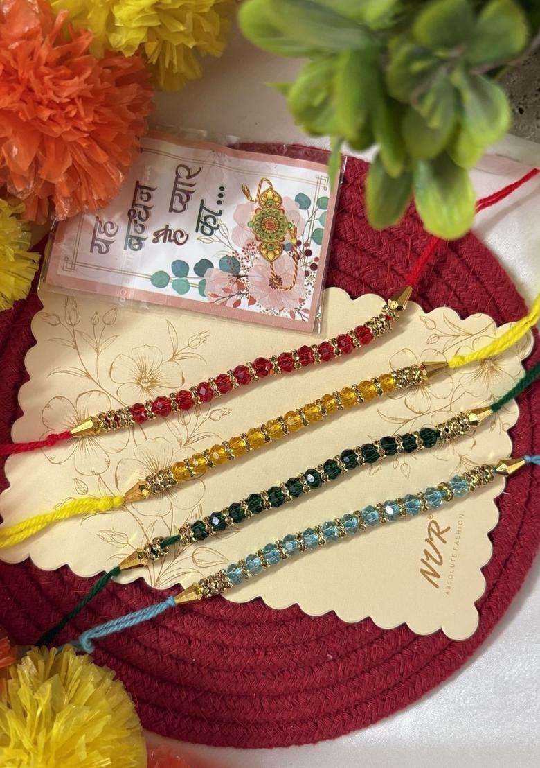 Multicolor Thread Rakhi Set Of 4 - Indya