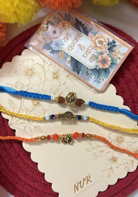 Golden Thread Rakhi Set Of 3