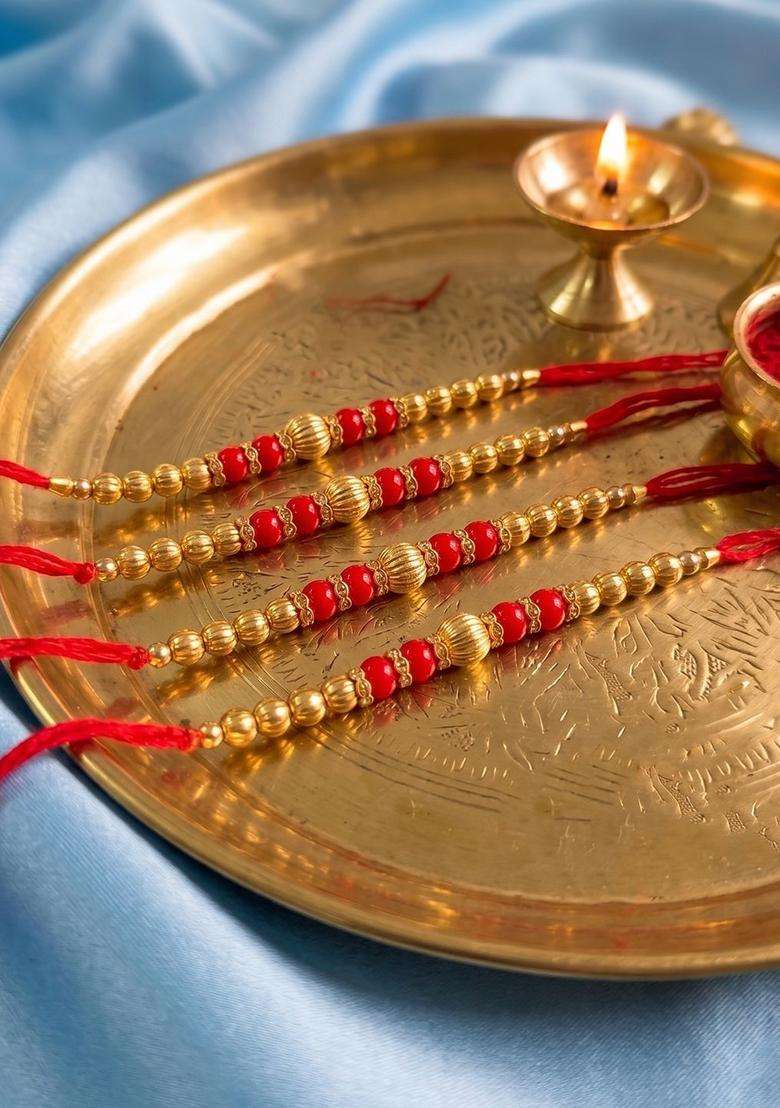 Golden Thread Rakhi Set Of 4 - Indya