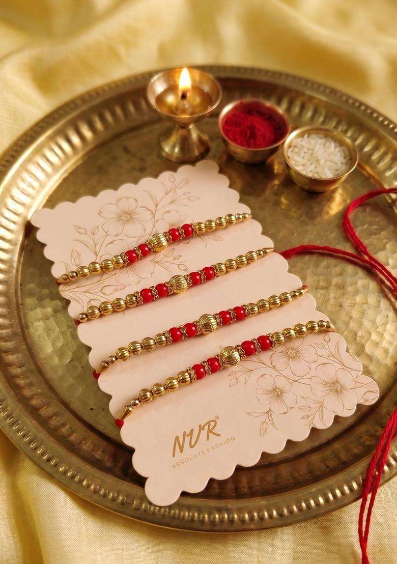 Golden Thread Rakhi Set Of 4 - Indya